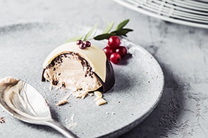 Mousse Filled Chocolate Christmas Pudding