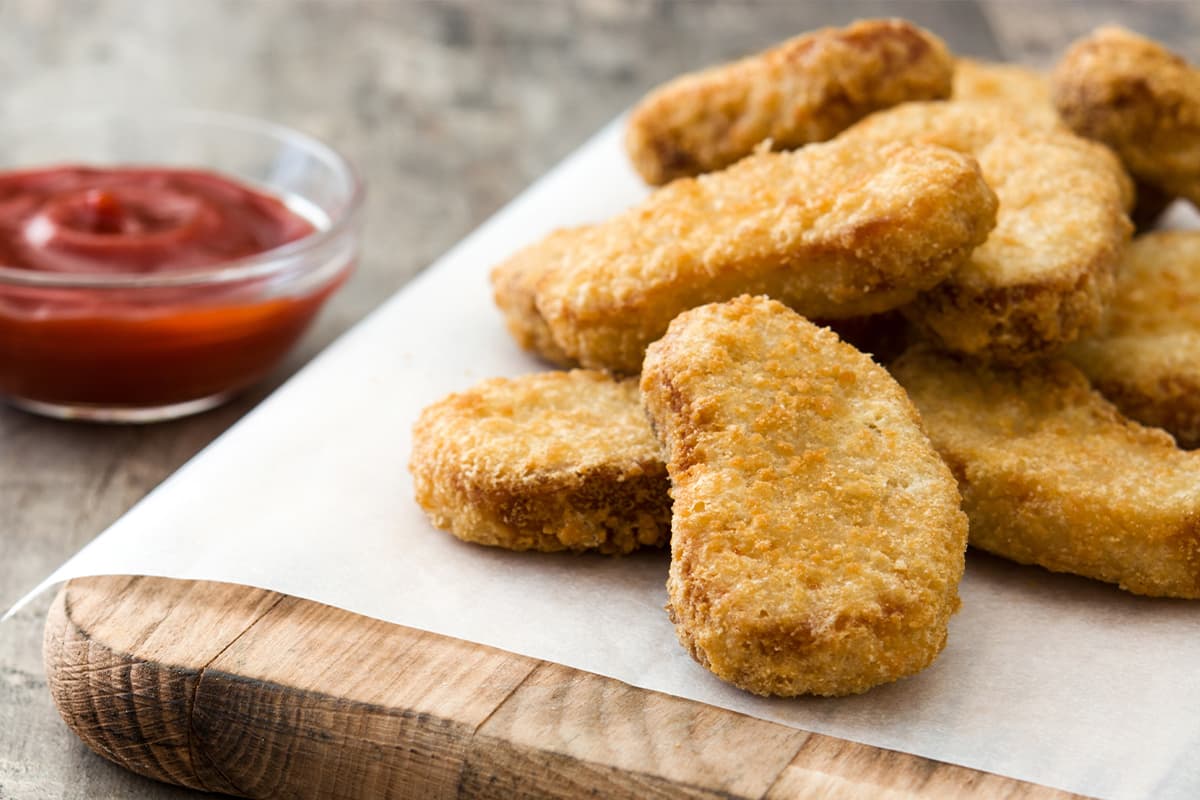 Chicken nuggets with ketchup